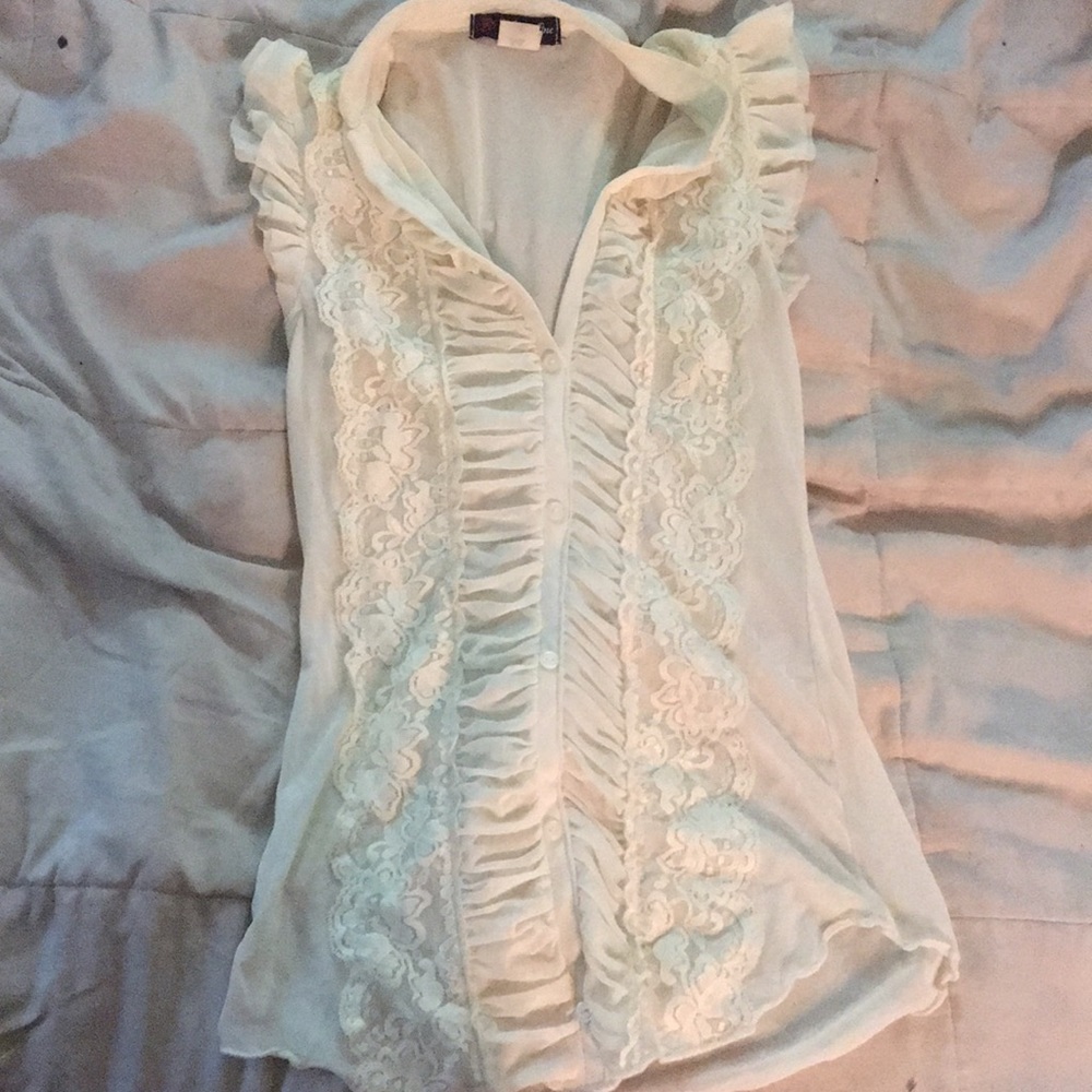 Ivory ruffle tank top